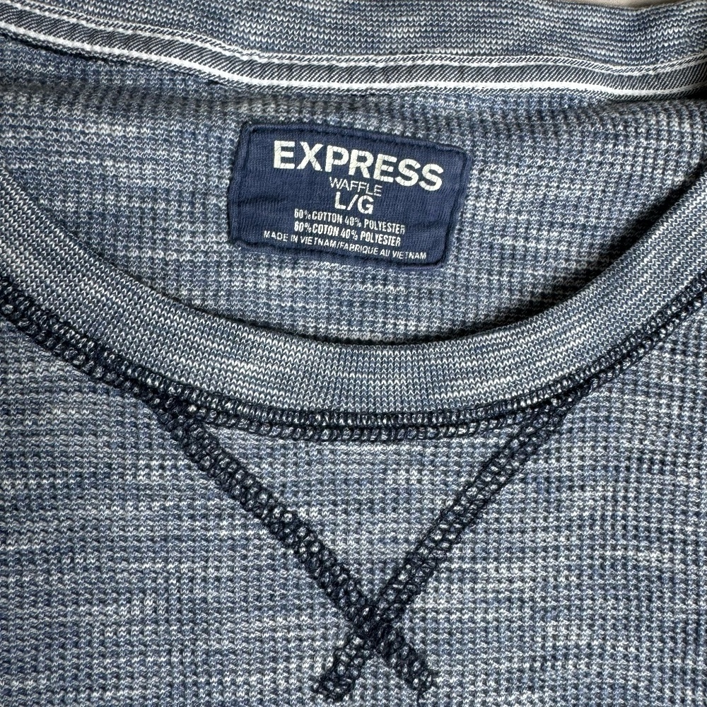 Express Long Sleeve BLUE Waffle Shirt Men's SIZE LG - Picture 3 of 5